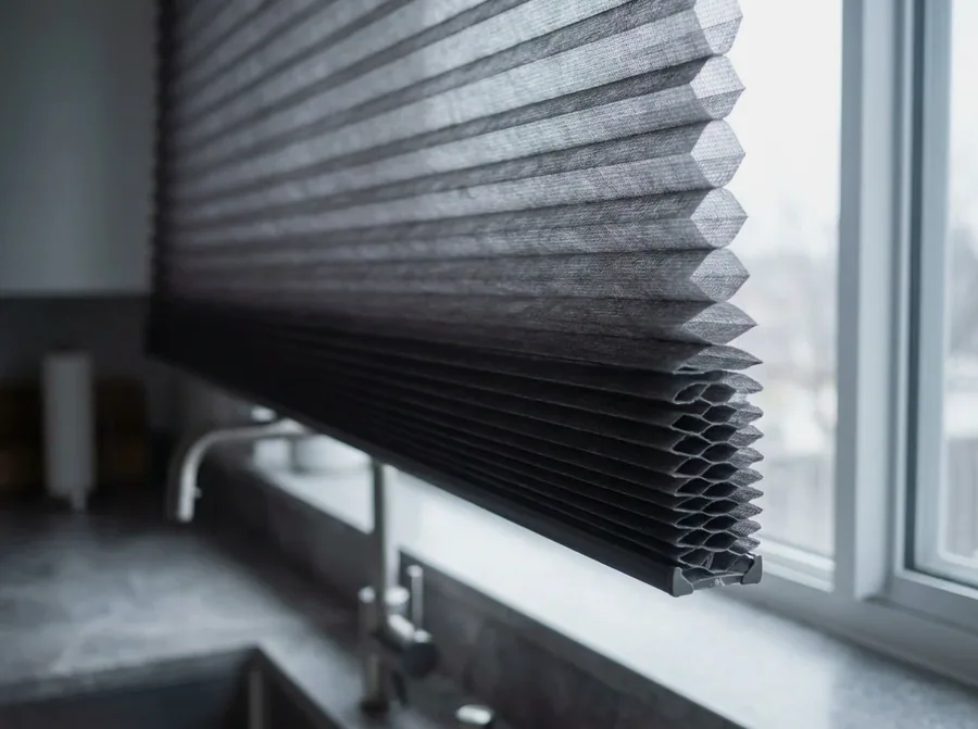 Cellular honeycomb blind showing its double-cell structure at a Waterkloof window
