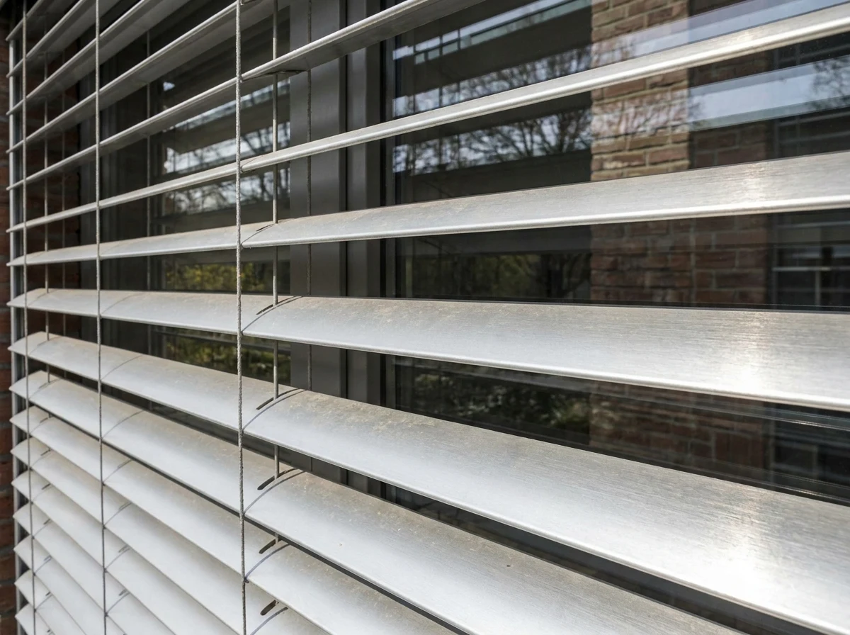 Detail of external venetian slats mounted outside a Waterkloof Ridge window