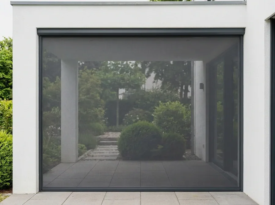 Zip screen with taut mesh running in side channels across a Waterkloof patio opening